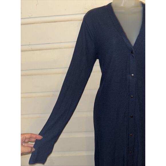 NWT GSTQ Ribbed Stretch Long Sleeve Full Button Henley Dress Size M - Picture 7 of 13